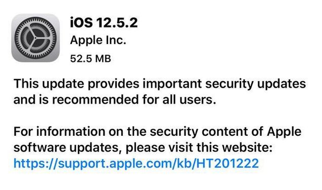 新荣苹果手机维修分享iOS12.5.2发布，建议所有老苹果用户安装 